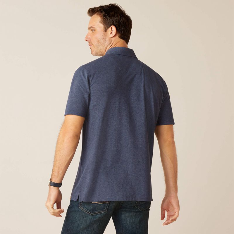 Navy Heather Ariat Ingleside Shirt | 53ZWBLDUI