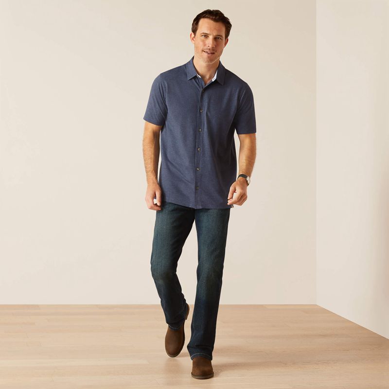 Navy Heather Ariat Ingleside Shirt | 53ZWBLDUI