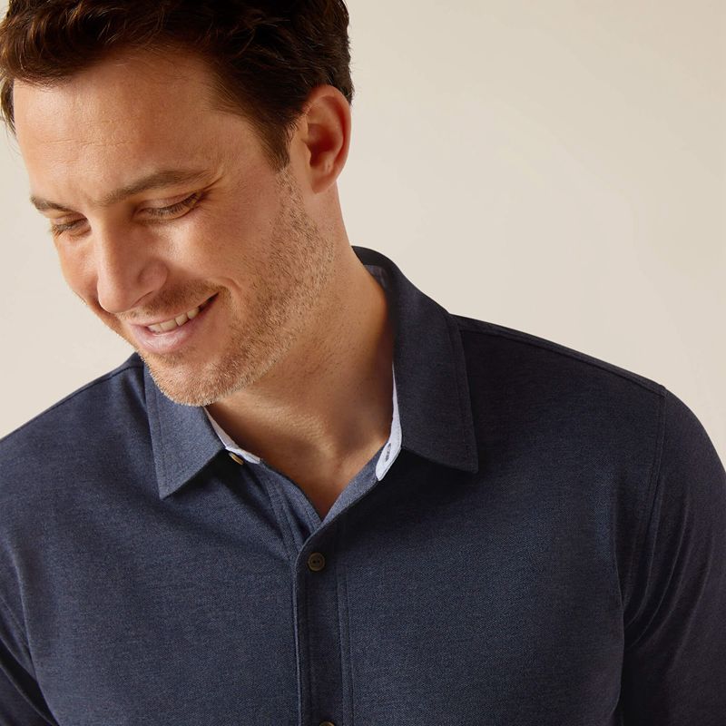 Navy Heather Ariat Ingleside Shirt | 53ZWBLDUI