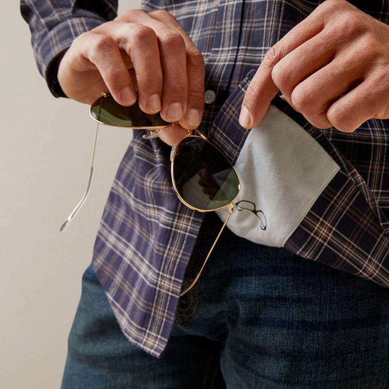 Navy Plaid Ariat Clement Shirt | 62ULGJMBF