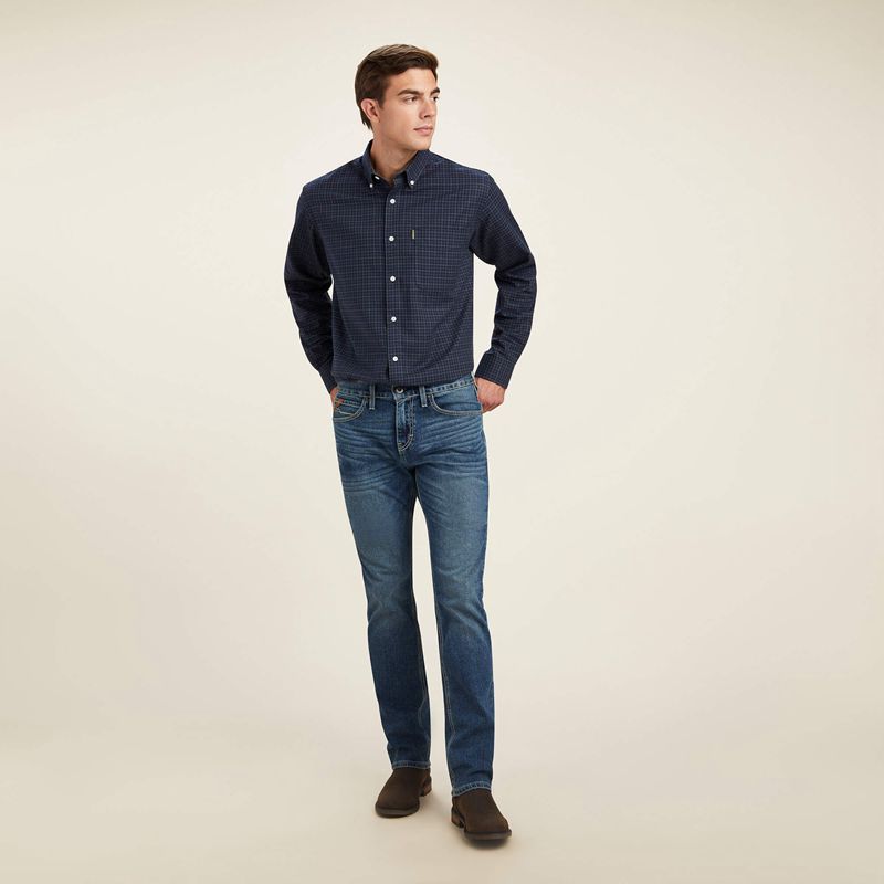 Navy Tattersall Ariat Clement Shirt | 29PEBCGFR