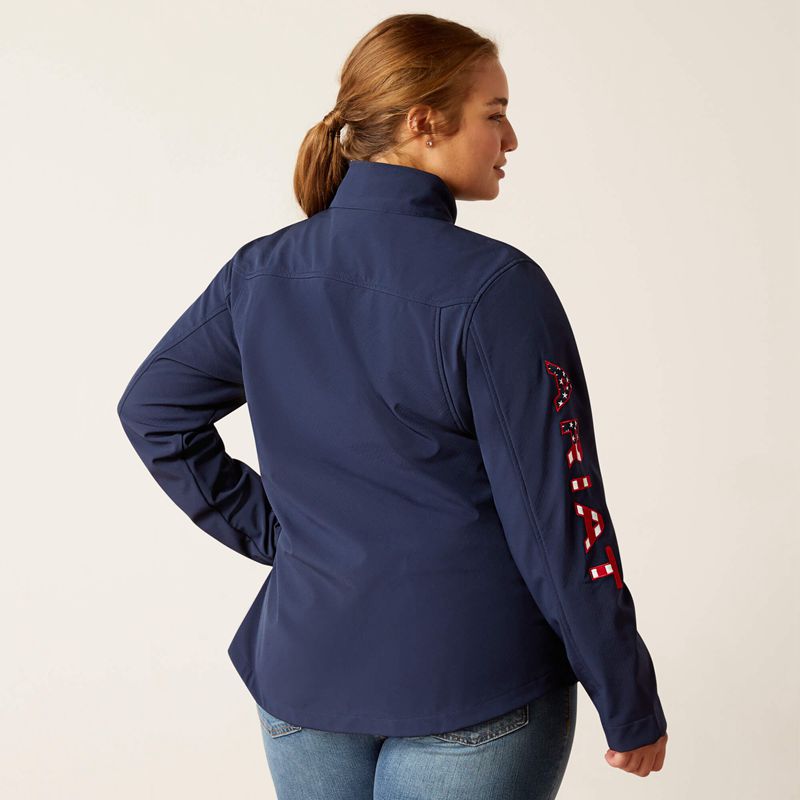 Navy Usa Ariat New Team Softshell Jacket | 32NHAXCBO