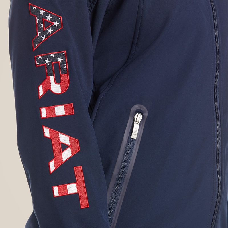 Navy Usa Ariat New Team Softshell Jacket | 32NHAXCBO