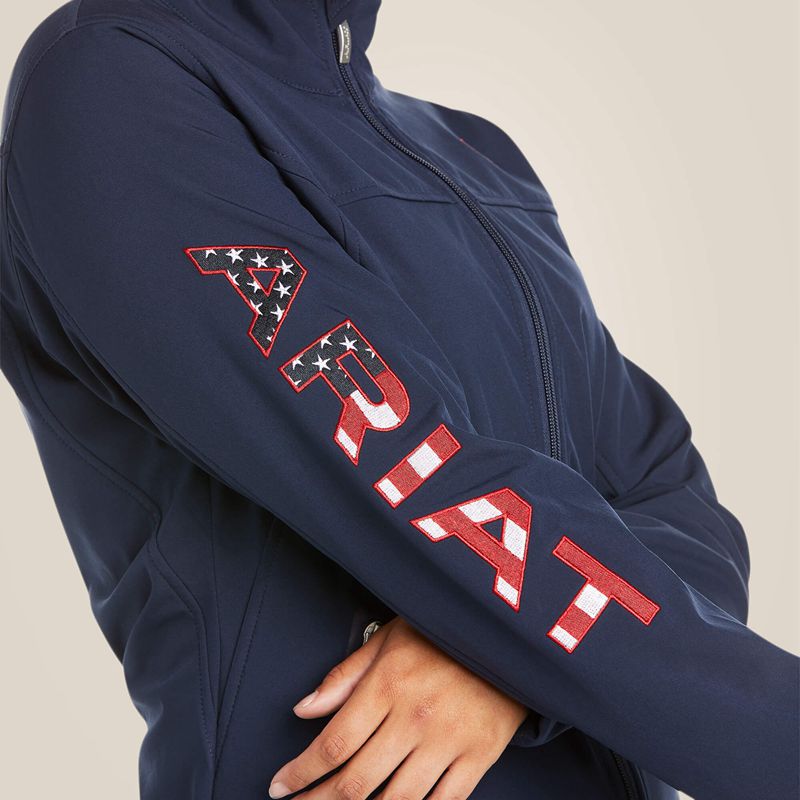 Navy Usa Ariat New Team Softshell Jacket | 32NHAXCBO