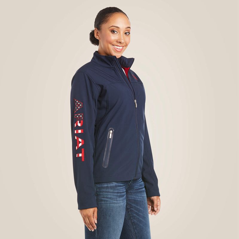 Navy Usa Ariat New Team Softshell Jacket | 32NHAXCBO