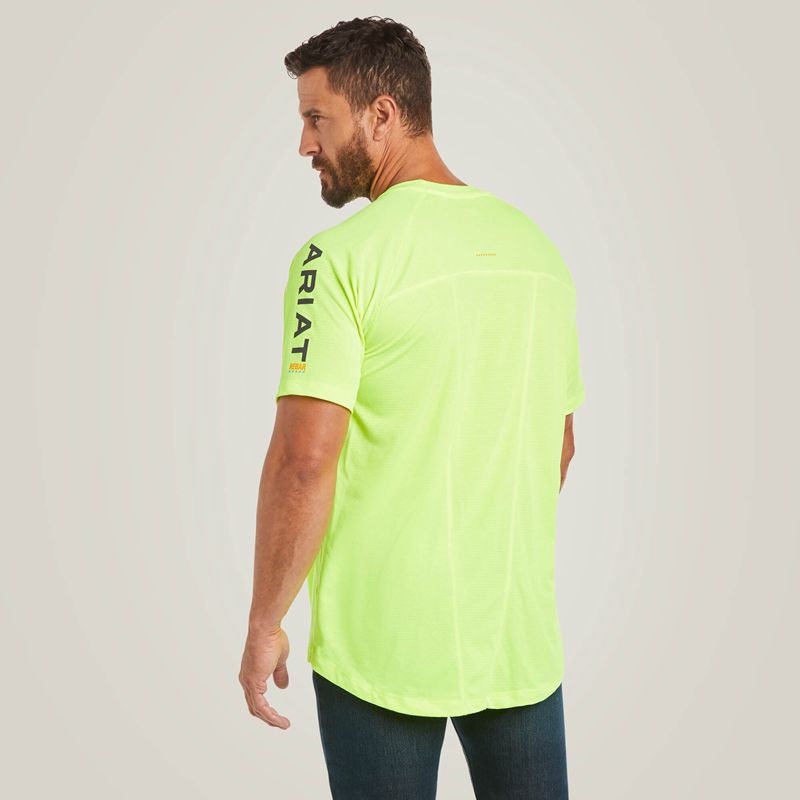 Neon Lime Ariat Rebar Heat Fighter T-Shirt | 96NHLYXDO