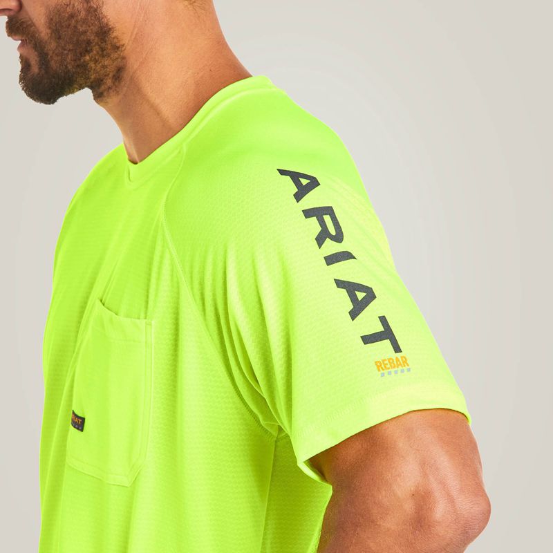 Neon Lime Ariat Rebar Heat Fighter T-Shirt | 96NHLYXDO