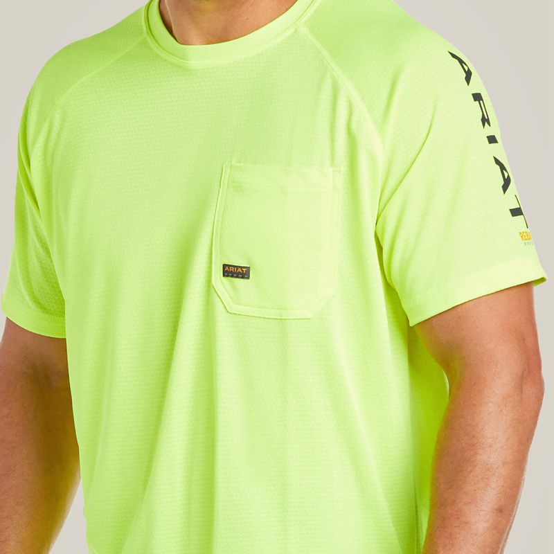 Neon Lime Ariat Rebar Heat Fighter T-Shirt | 96NHLYXDO