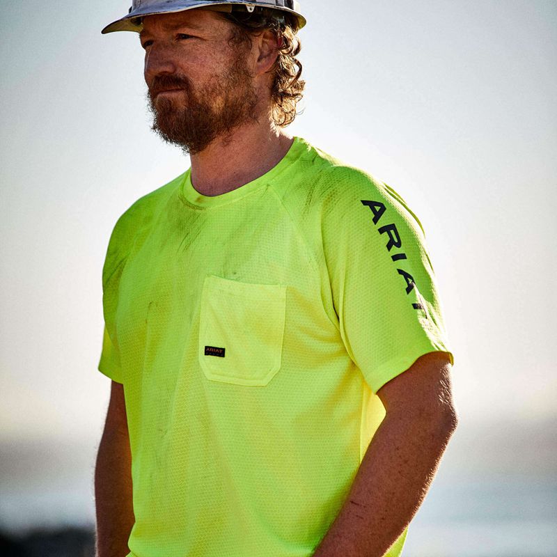 Neon Lime Ariat Rebar Heat Fighter T-Shirt | 96NHLYXDO