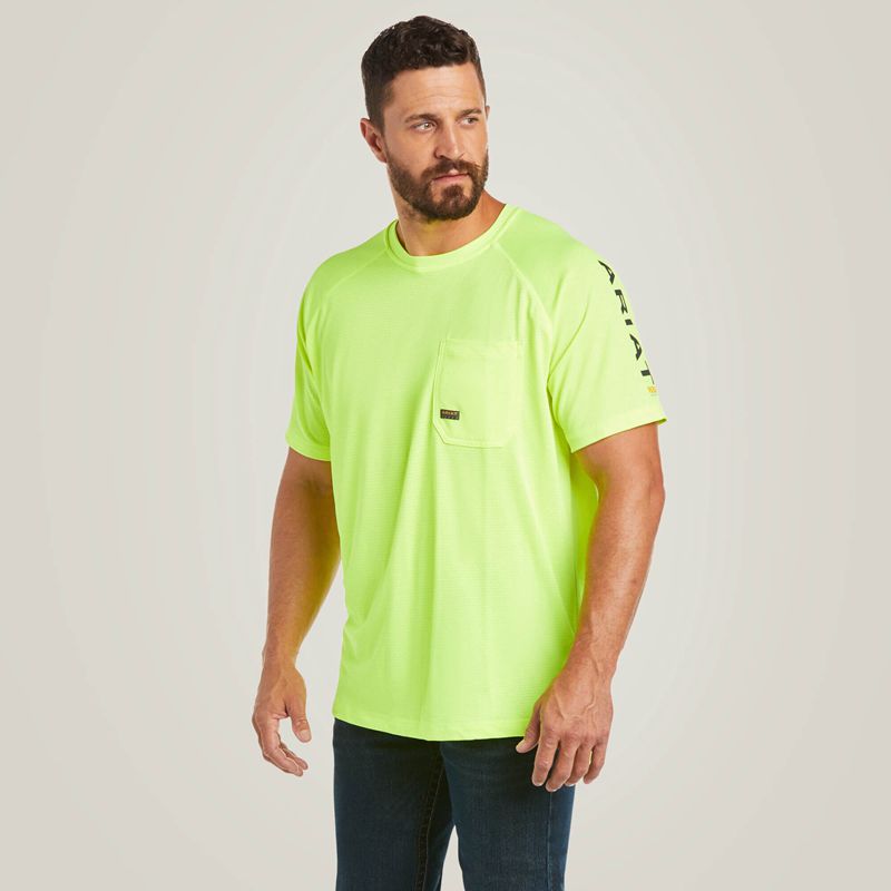 Neon Lime Ariat Rebar Heat Fighter T-Shirt | 96NHLYXDO