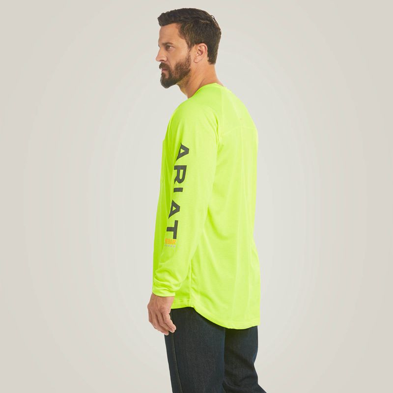 Neon Lime Ariat Rebar Heat Fighter T-Shirt | 69HDUKCVA