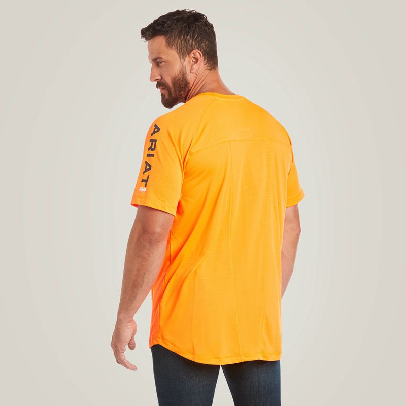 Neon Orange Ariat Rebar Heat Fighter T-Shirt | 35SRNULYI