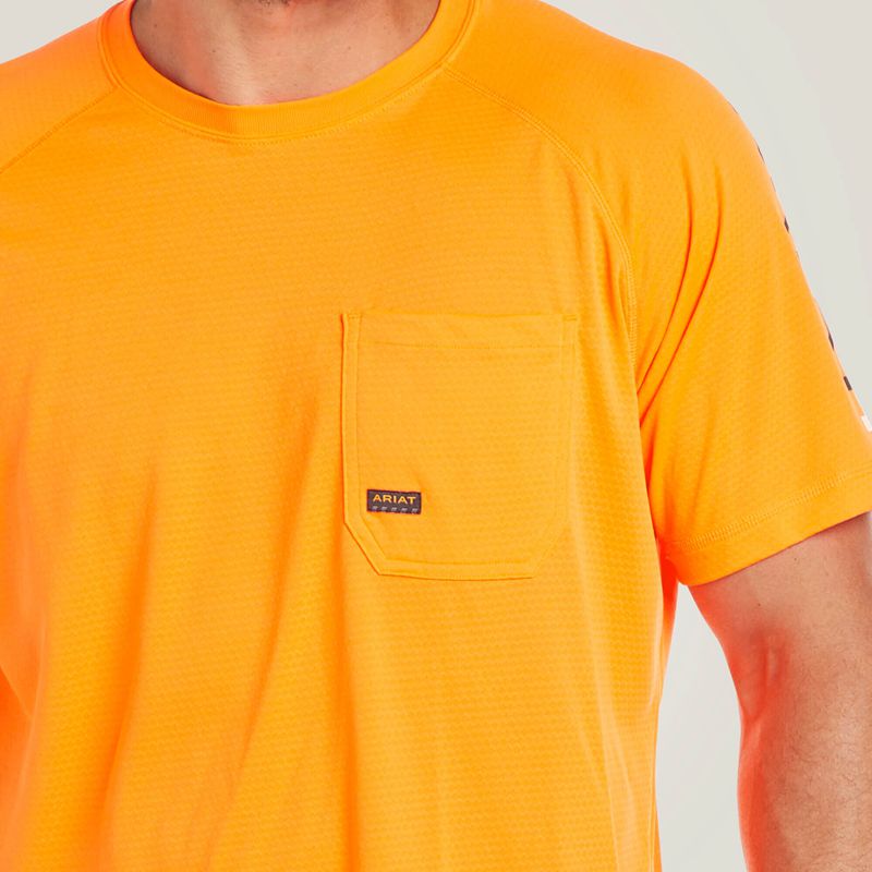 Neon Orange Ariat Rebar Heat Fighter T-Shirt | 35SRNULYI