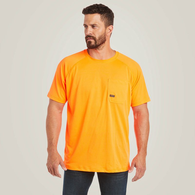 Neon Orange Ariat Rebar Heat Fighter T-Shirt | 35SRNULYI