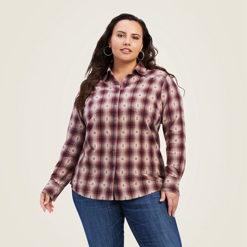 Nostalgia Rose Dobby Plaid Ariat Billie Jean Shirt | 40HQKBNJI