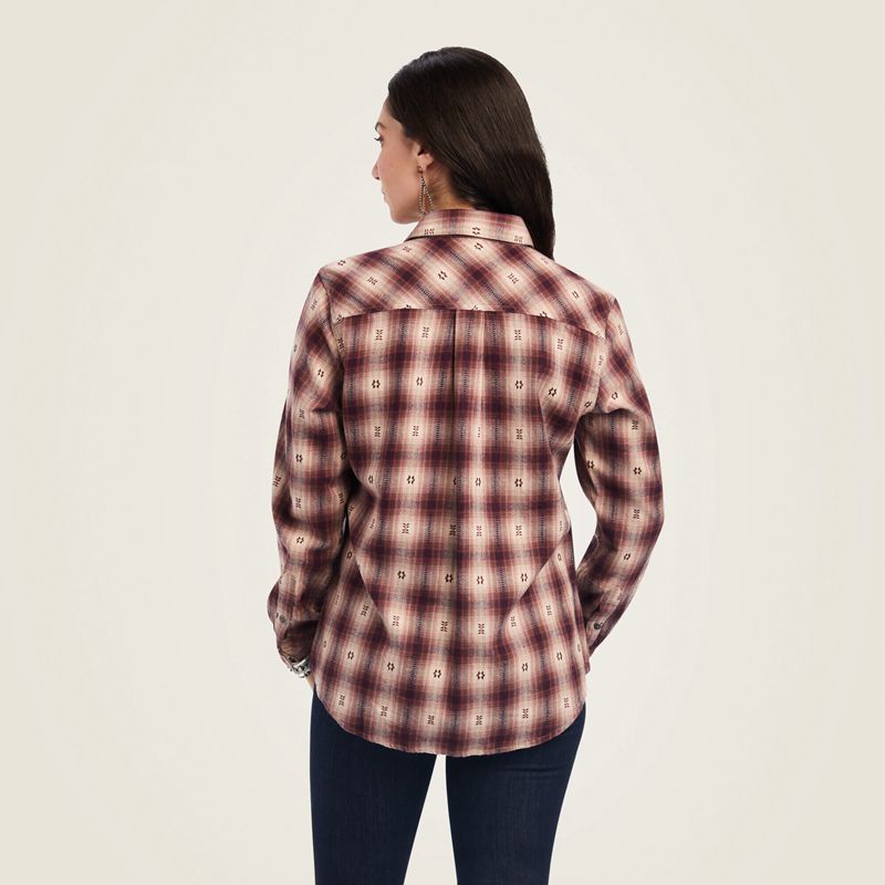 Nostalgia Rose Dobby Plaid Ariat Billie Jean Shirt | 40HQKBNJI