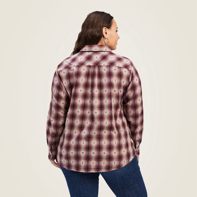 Nostalgia Rose Dobby Plaid Ariat Billie Jean Shirt | 40HQKBNJI