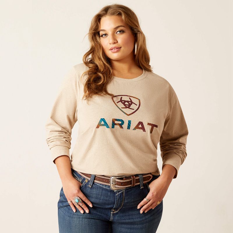 Oatmeal Ariat Serape Shield Tee | 75CLMIUSA