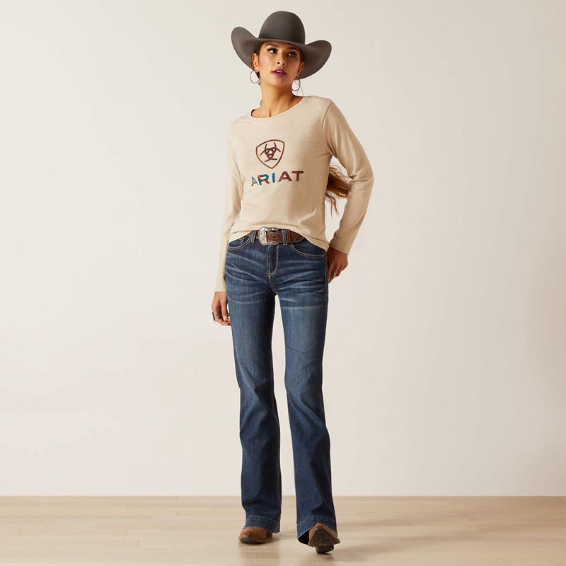 Oatmeal Ariat Serape Shield Tee | 75CLMIUSA