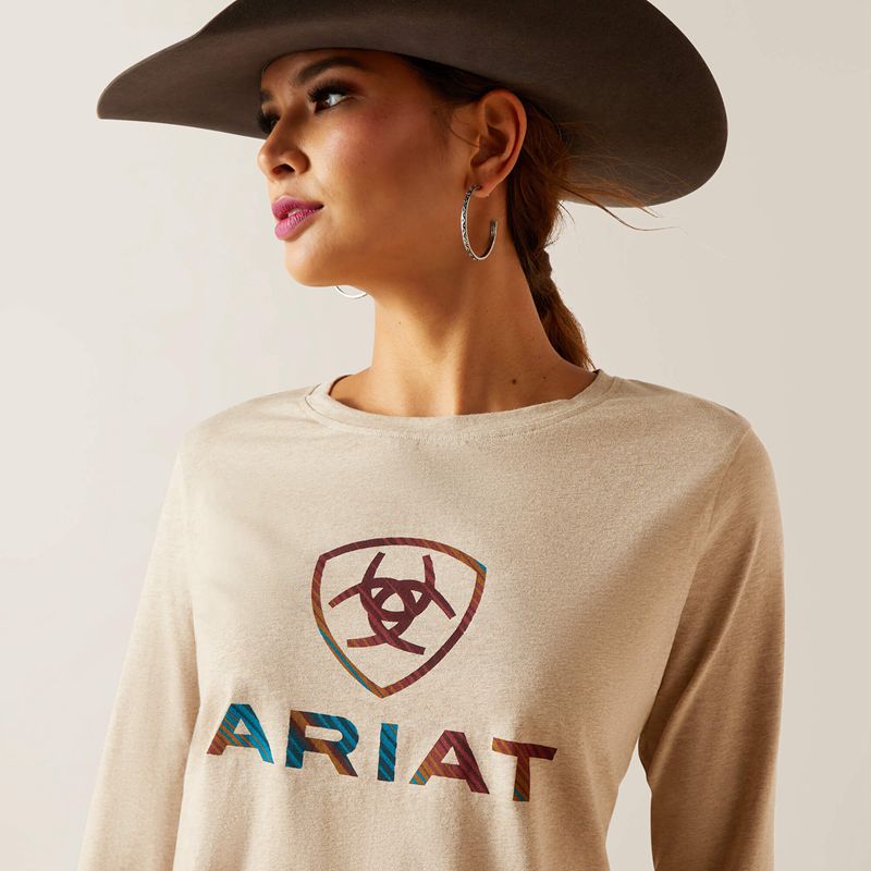 Oatmeal Ariat Serape Shield Tee | 75CLMIUSA