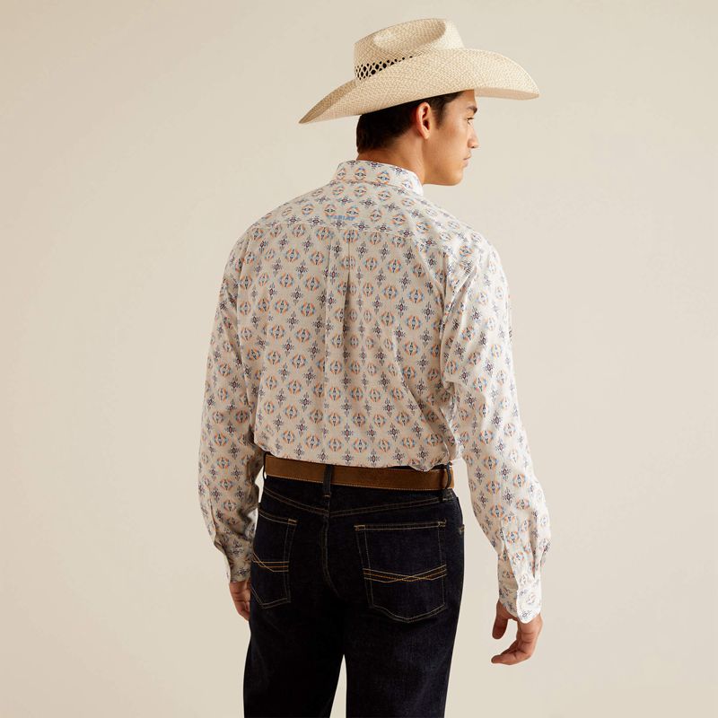 Oatmeal Ariat Wrinkle Free Remington Classic Fit Shirt | 82JPGVXKY