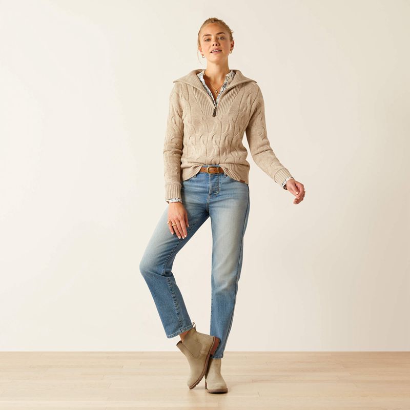 Oatmeal Heather Ariat Alamere Sweater | 24RJBYPMZ