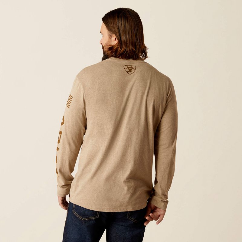 Oatmeal Heather Ariat Elevated V2 T-Shirt | 65FNRCILP