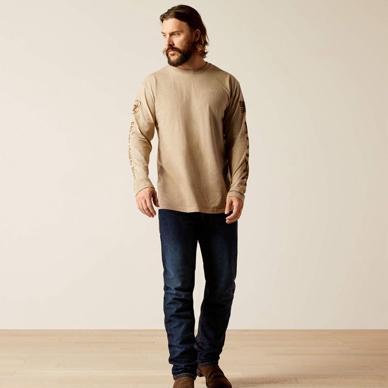 Oatmeal Heather Ariat Elevated V2 T-Shirt | 65FNRCILP