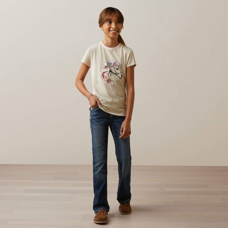 Oatmeal Heather Ariat Flora T-Shirt | 57DBEUZKC