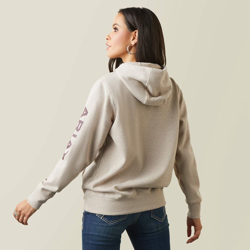 Oatmeal Heather Ariat Logo Hoodie | 93IBJMVLK