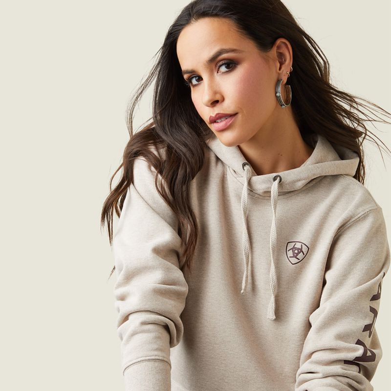 Oatmeal Heather Ariat Logo Hoodie | 93IBJMVLK