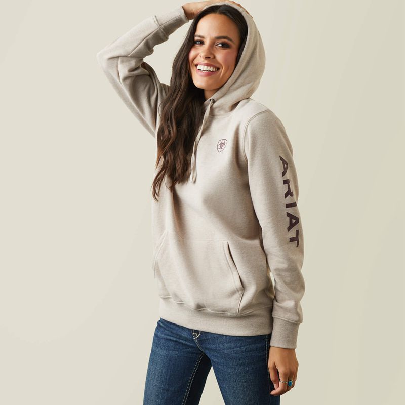 Oatmeal Heather Ariat Logo Hoodie | 93IBJMVLK