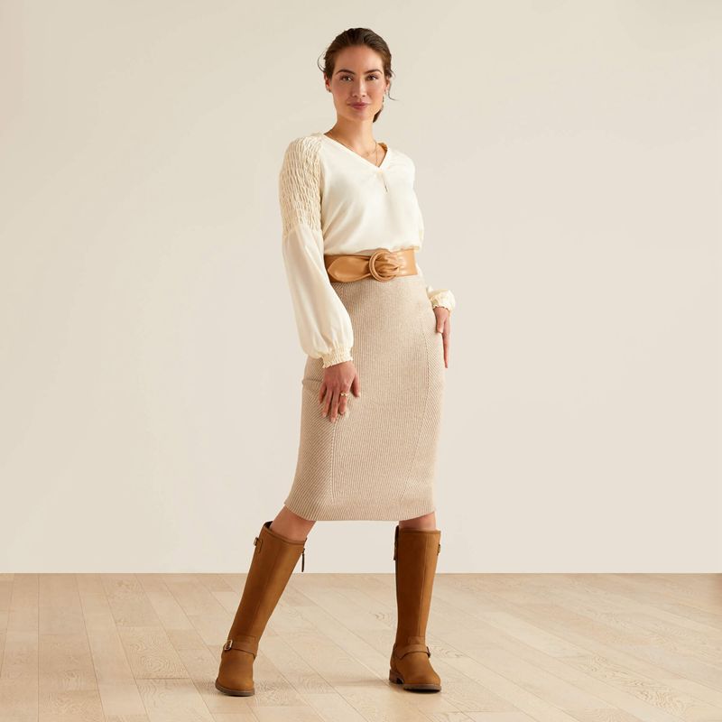 Oatmeal Heather Ariat Malvern Skirt | 08AXQOJNI