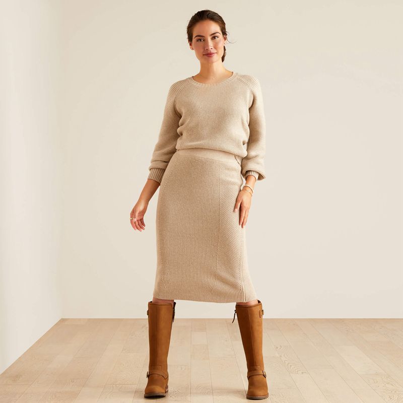 Oatmeal Heather Ariat Malvern Skirt | 08AXQOJNI