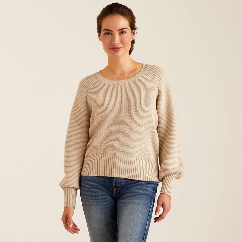 Oatmeal Heather Ariat Malvern Sweater | 05NSEAXFL