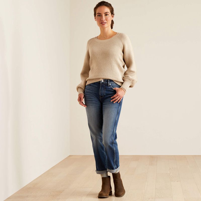 Oatmeal Heather Ariat Malvern Sweater | 05NSEAXFL