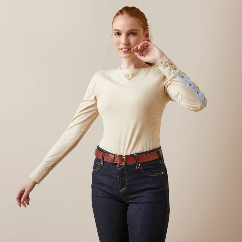 Oatmeal Heather Ariat Olema Top | 46RZTNOAS