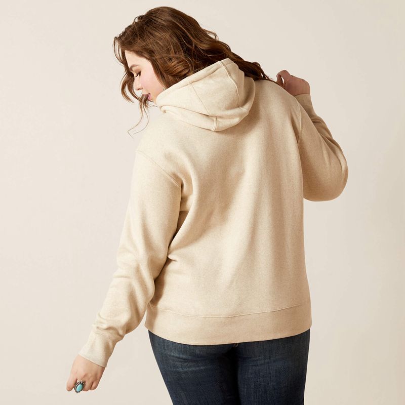 Oatmeal Heather Ariat Real Ombre Shield Hoodie | 62BKUJPSY