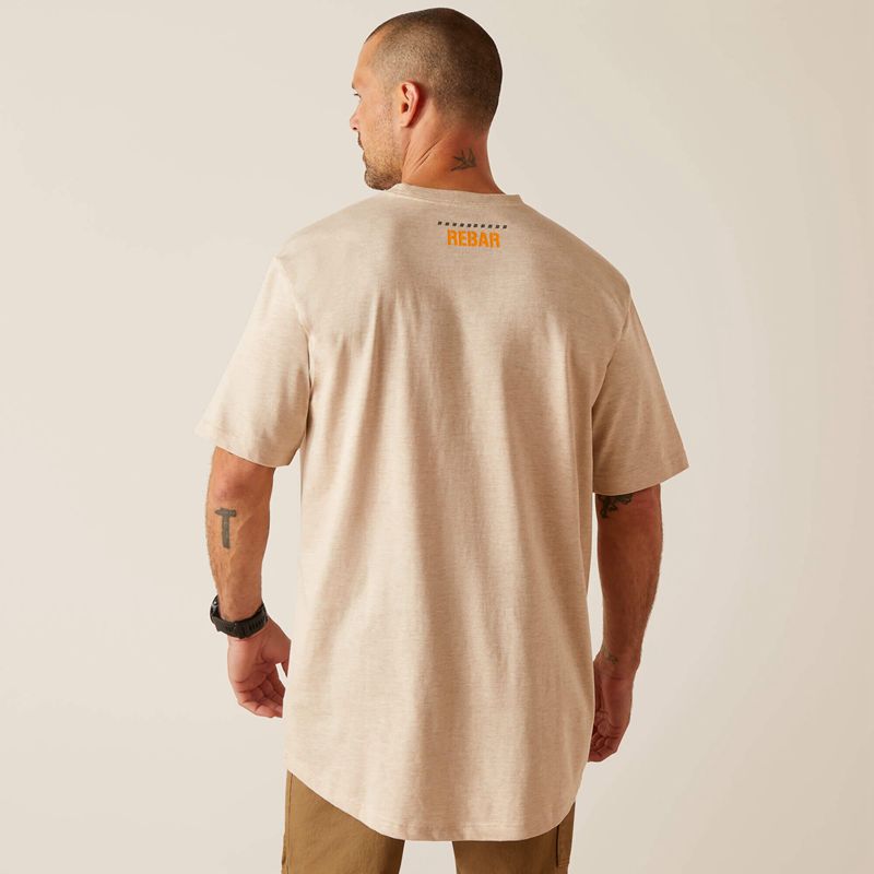 Oatmeal Heather Ariat Rebar Cotton Strong Block | 14HOGBKRE