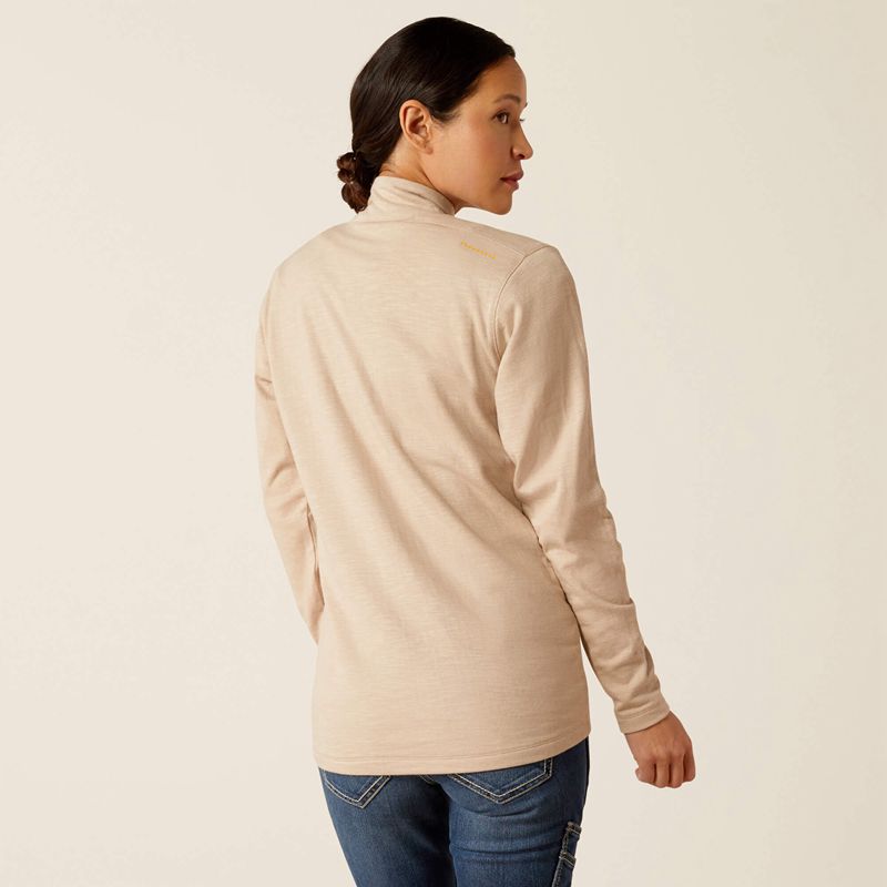 Oatmeal Heather Ariat Rebar Foundation 1/4 Zip Shirt | 83NQACVUI