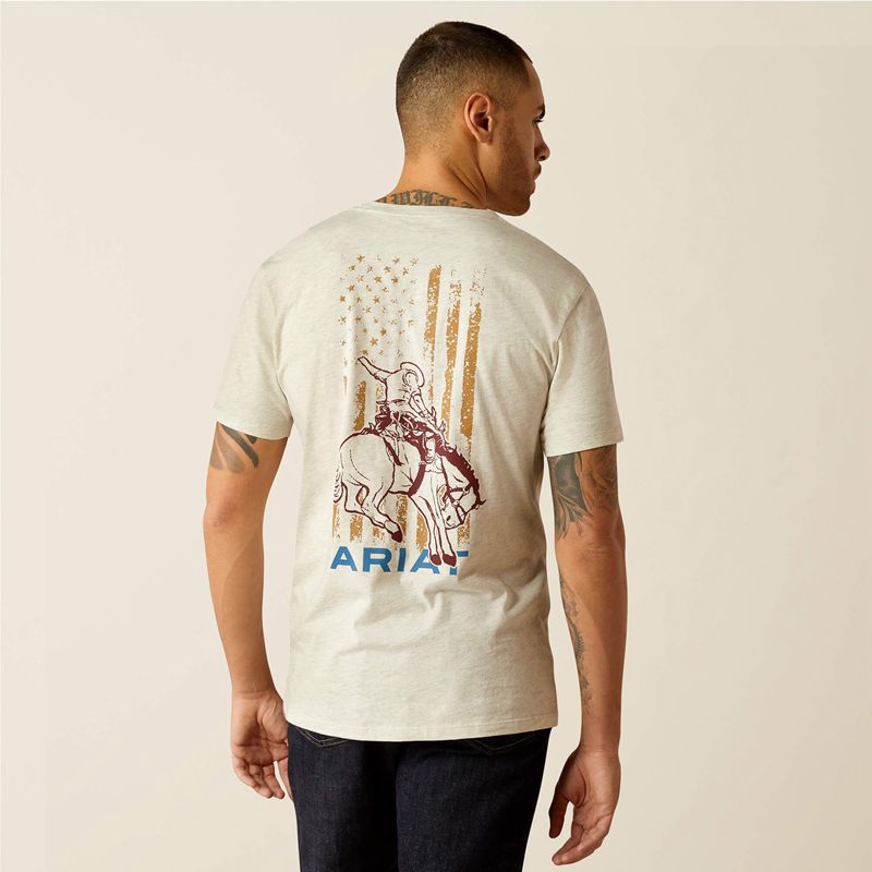 Oatmeal Heather Ariat Rodeo Proud T-Shirt | 30DGLXSPO