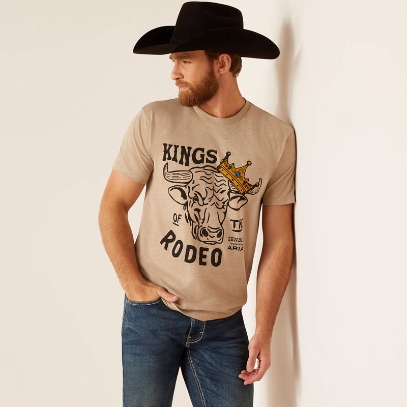 Oatmeal Heather Ariat Sendero King Cow T-Shirt | 73BZLGVSJ