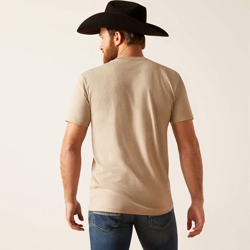 Oatmeal Heather Ariat Sendero King Cow T-Shirt | 73BZLGVSJ