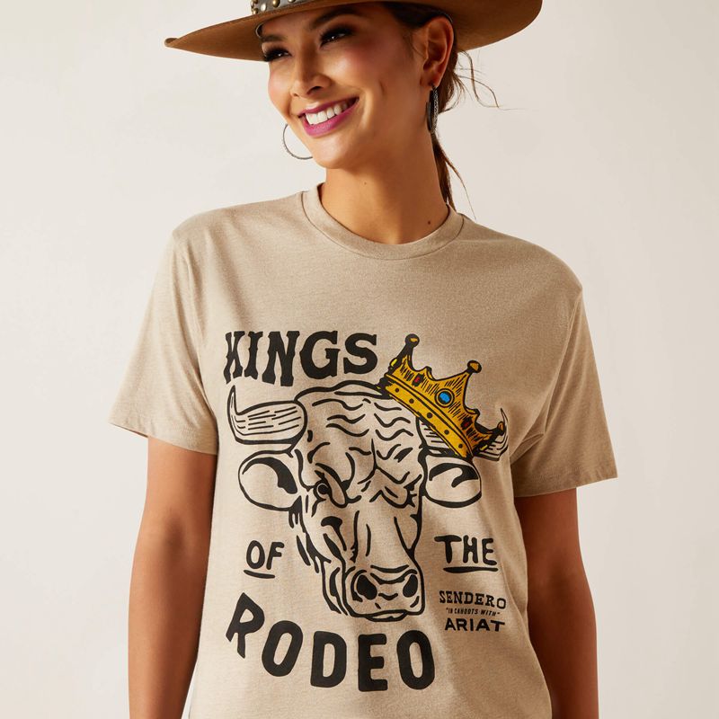 Oatmeal Heather Ariat Sendero King Cow T-Shirt | 54LJDQEUS