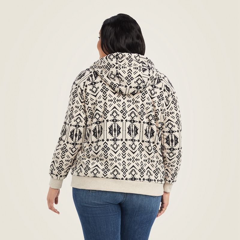 Oaxaca Print Ariat Real Sherpa Full Zip Hoodie | 02WFQKPAC