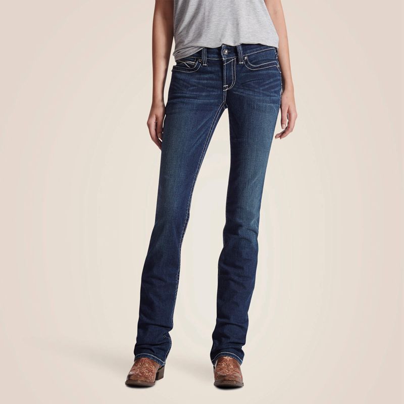 Ocean Ariat R.E.A.L. Mid Rise Stretch Icon Stackable Straight Leg Jean | 17RWEJLSY