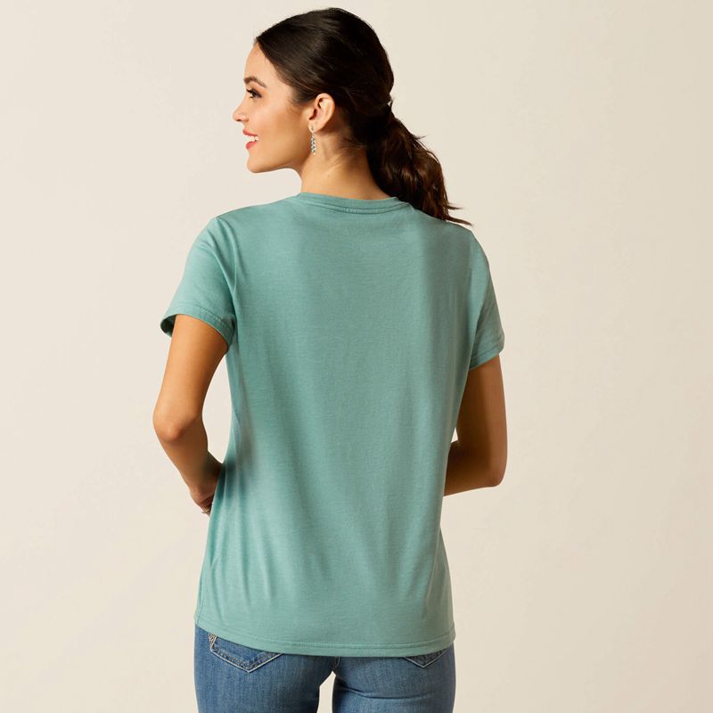 Ocean Blue Heather Ariat Garden Boot T-Shirt | 39DXFKLBH