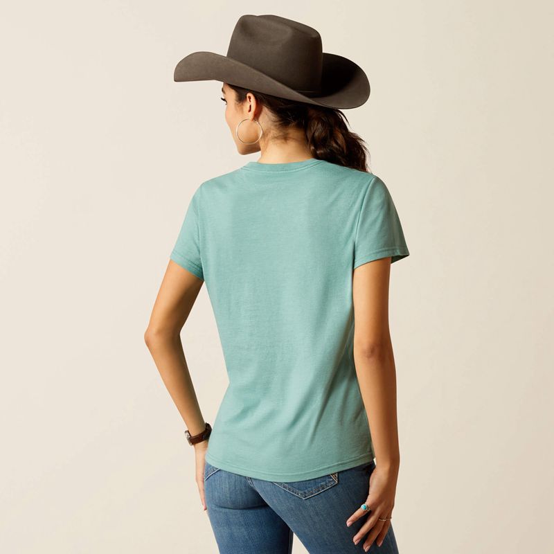 Ocean Blue Heather Ariat Wholesome Heffers T-Shirt | 05DZNFSPR