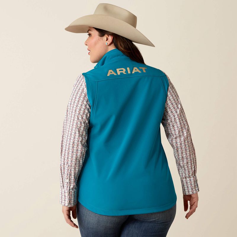 Ocean Depths/Retro Ranch Print Ariat New Team Softshell Vest | 10CGKALXB