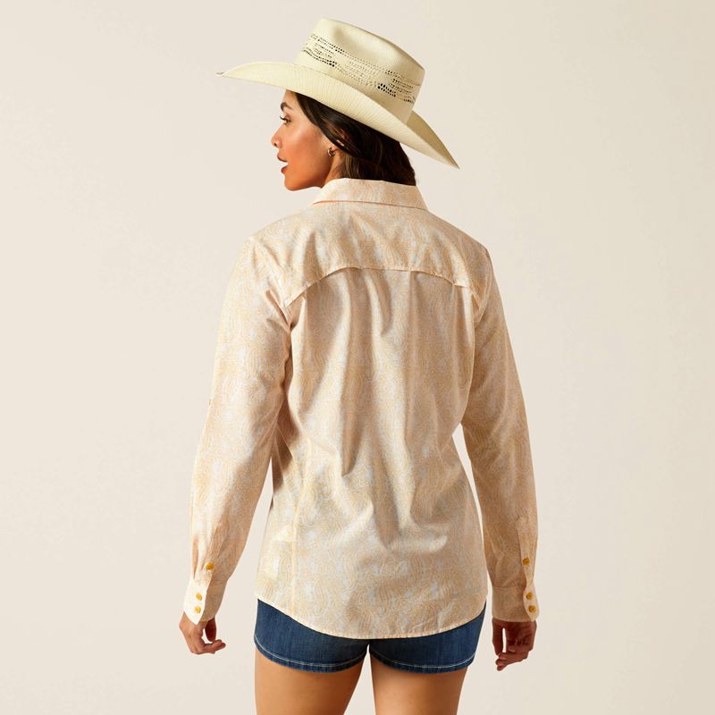 Ochre Paisley Ariat Venttek Stretch Shirt | 89XDZVJEP